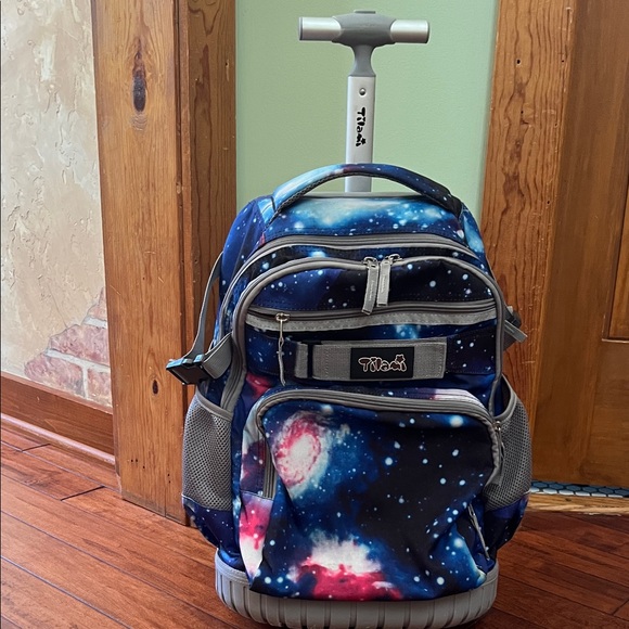 Other - Galaxy Print Rolling Backpack